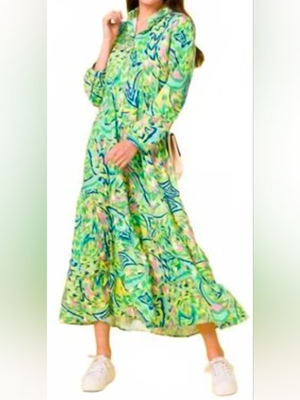 NWT Zara Multicolor Abstract Pattern Cotton Maxi Dress, Sz S